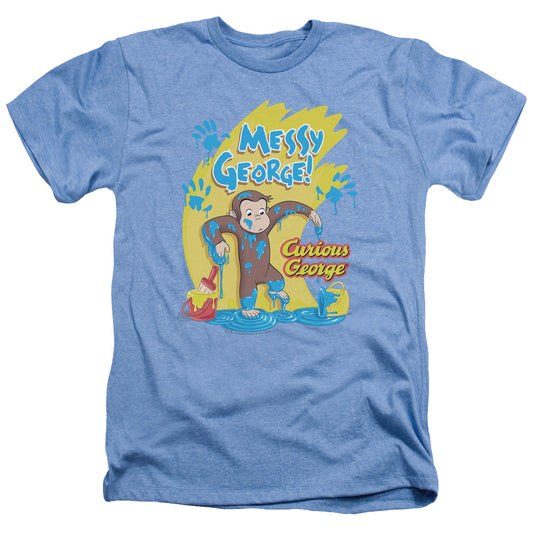 Curious George Messy George - Adult Heather - Light Blue - Sm - Light Blue