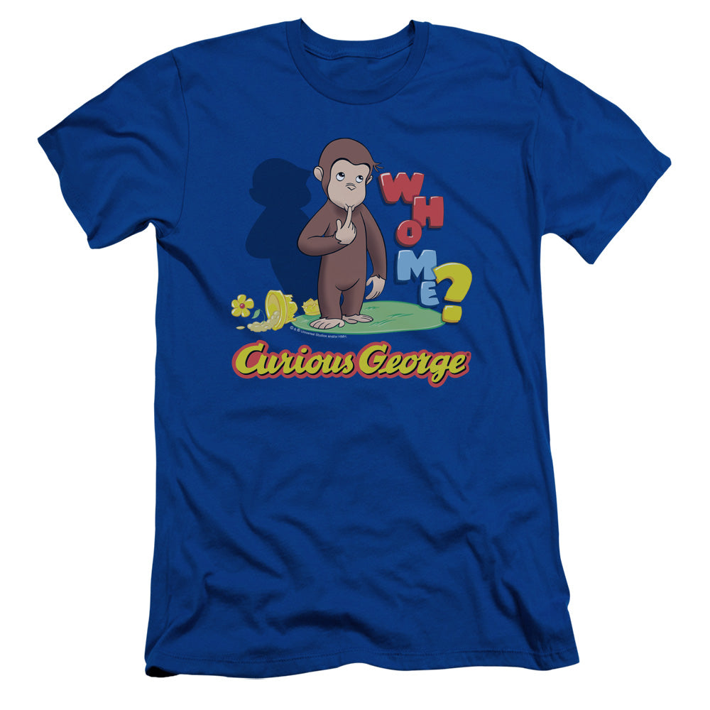 Curious George - Who Me - Short Sleeve Adult 30/1 - Royal Blue - Sm - Royal Blue T-shirt