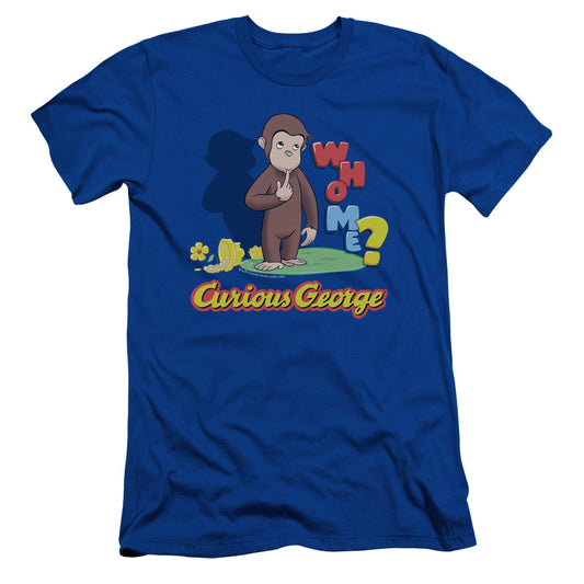 Curious George - Who Me - Short Sleeve Adult 30/1 - Royal Blue - Sm - Royal Blue T-shirt