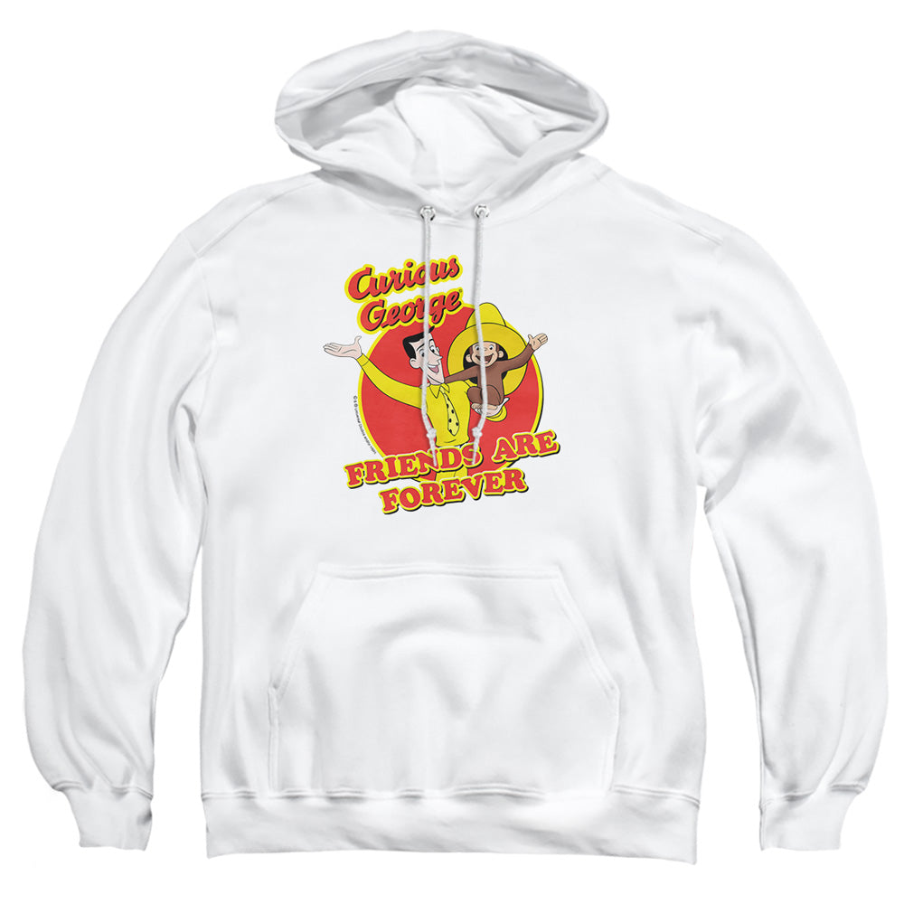 Curious George - Friends - Adult Pull-over Hoodie - White - Sm - White