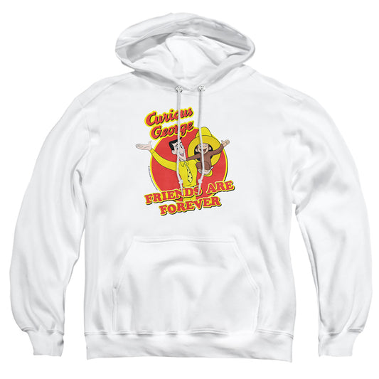 Curious George - Friends - Adult Pull-over Hoodie - White - Sm - White