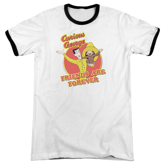 Curious George - Friends - Adult Ringer - White/black