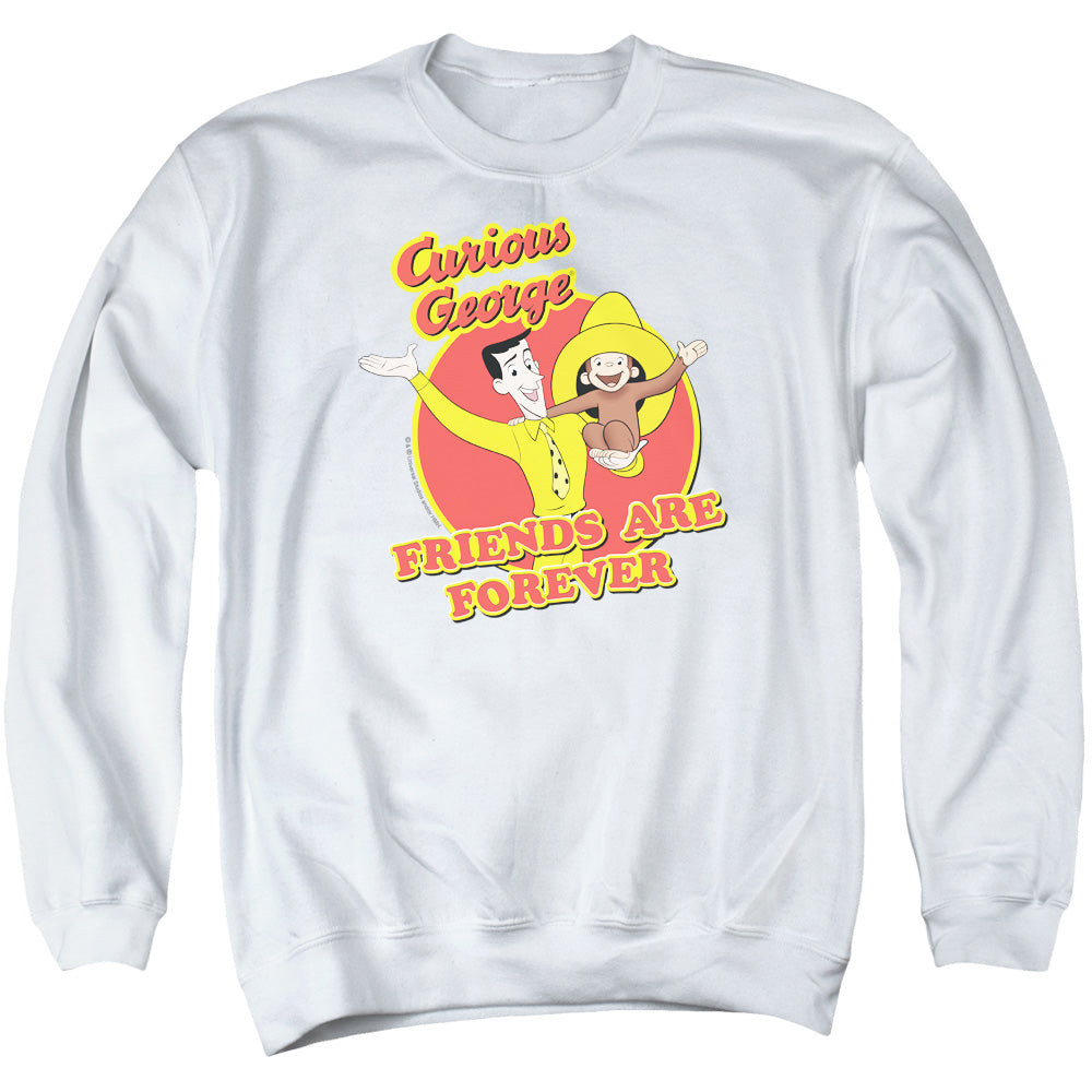Curious George - Friends - Adult Crewneck Sweatshirt - White