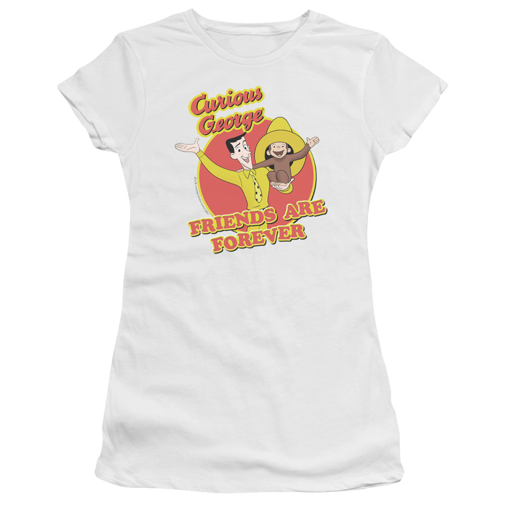 Curious George - Friends - Short Sleeve Junior Sheer - White - Sm - White T-shirt
