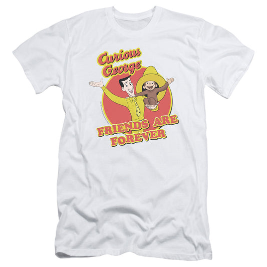 Curious George - Friends - Short Sleeve Adult 30/1 - White - Sm - White T-shirt