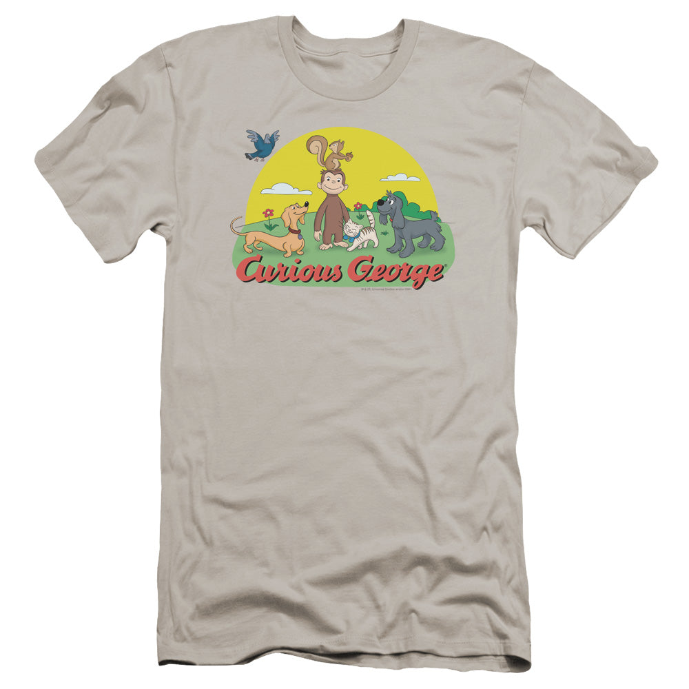 Curious George - Sunny Friends-premuim Canvas Adult Slim Fit 30/1 - Silver