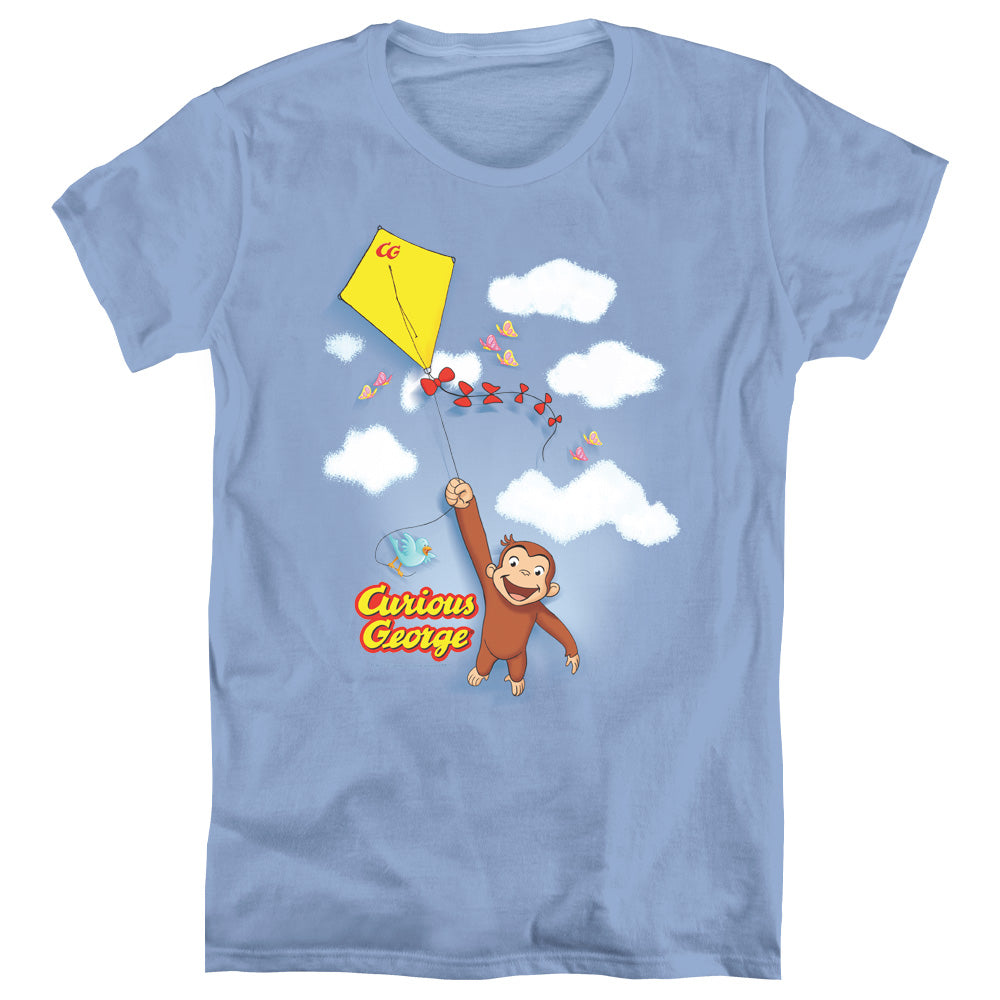Curious George - Flight - Short Sleeve Womens Tee - Carolina Blue - Sm - Carolina Blue T-shirt