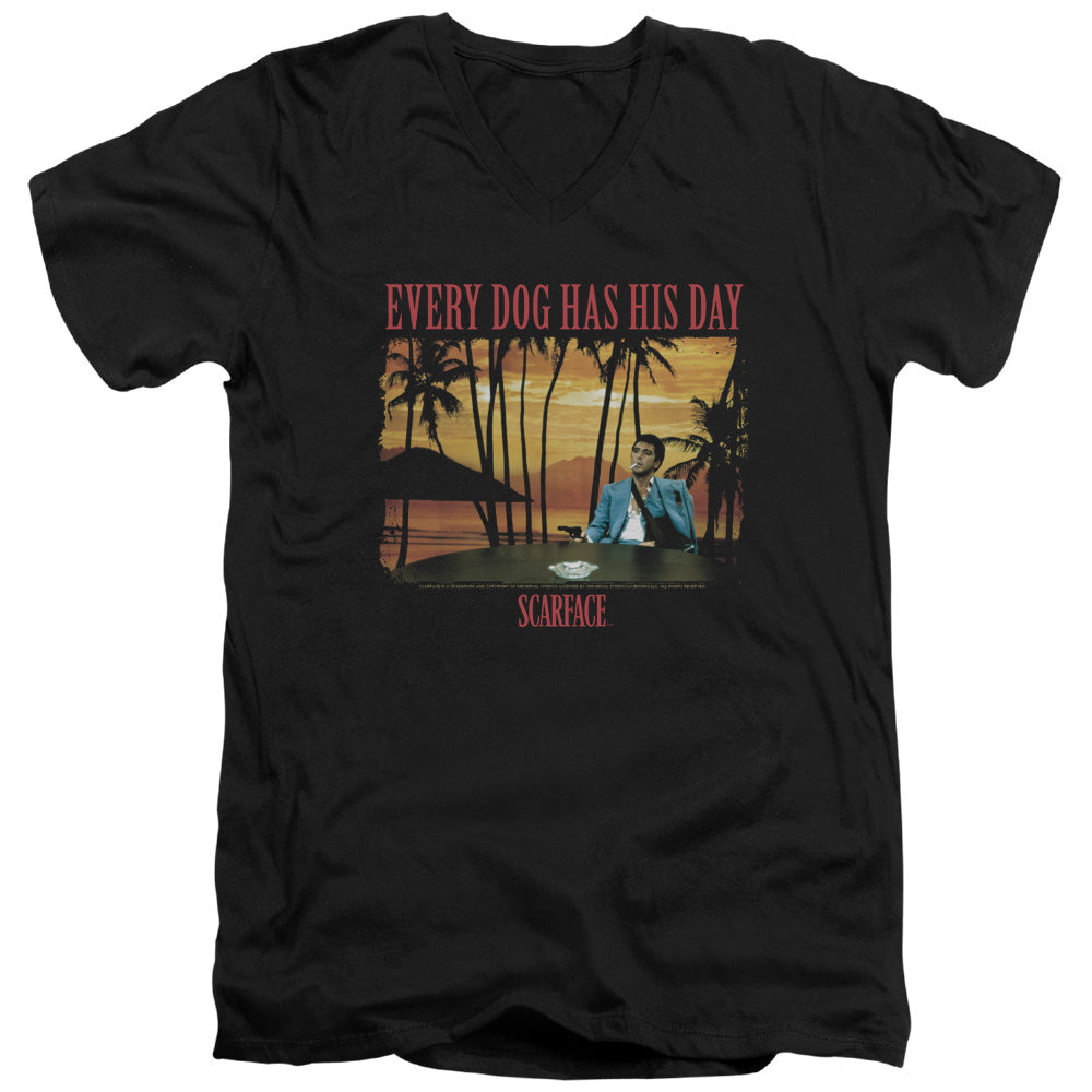 Scarface - A Dog Day - Short Sleeve Adult V-neck 30/1 - Black T-shirt