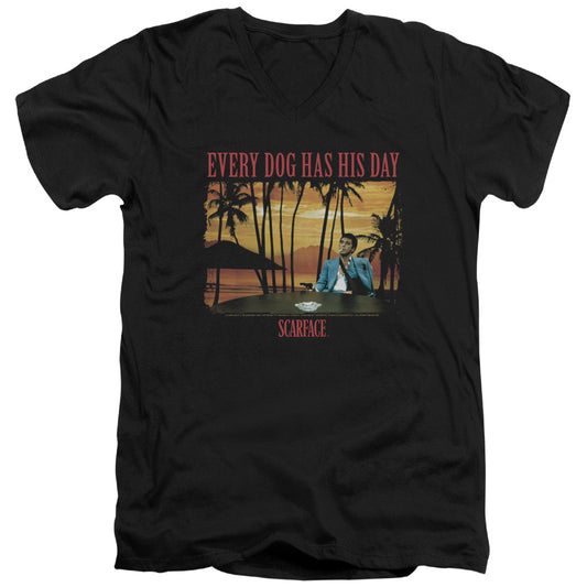 Scarface - A Dog Day - Short Sleeve Adult V-neck 30/1 - Black T-shirt