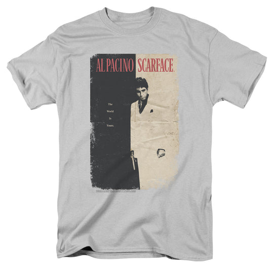 Scarface - Vintage Poster - Short Sleeve Adult 18/1 - Silver T-shirt