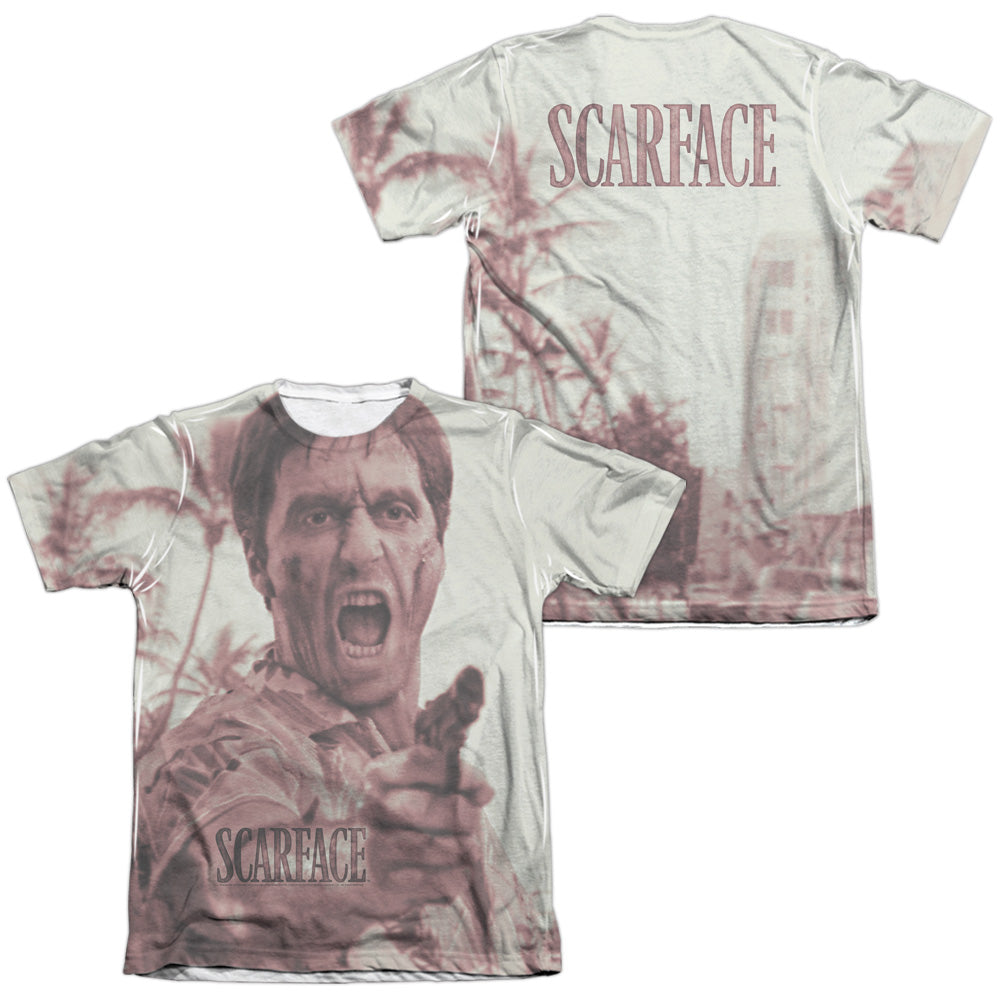 Scarface - War Cry (Front/back Print) - Adult 65/35 Poly/cotton Short Sleeve Tee - White T-shirt