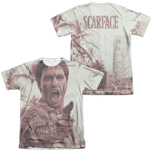 Scarface - War Cry (Front/back Print) - Adult 65/35 Poly/cotton Short Sleeve Tee - White T-shirt