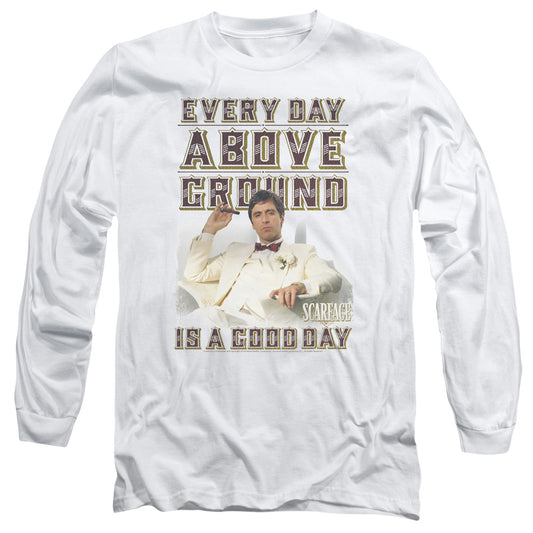 Scarface - Above Ground - Long Sleeve Adult 18/1 - White T-shirt