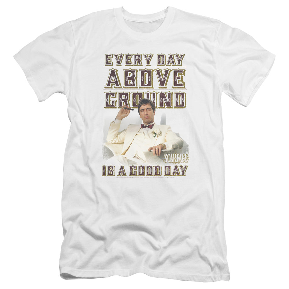 Scarface - Above Ground-premuim Canvas Adult Slim Fit 30/1 - White