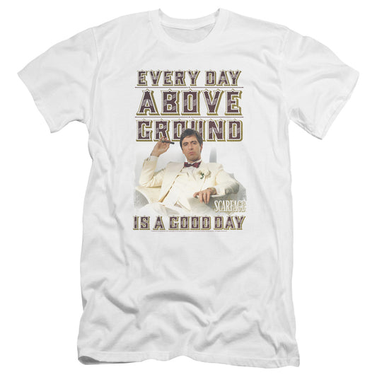 Scarface - Above Ground-premuim Canvas Adult Slim Fit 30/1 - White