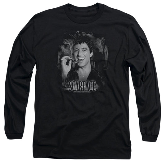 Scarface - Smokey Scar - Long Sleeve Adult 18/1 - Black T-shirt
