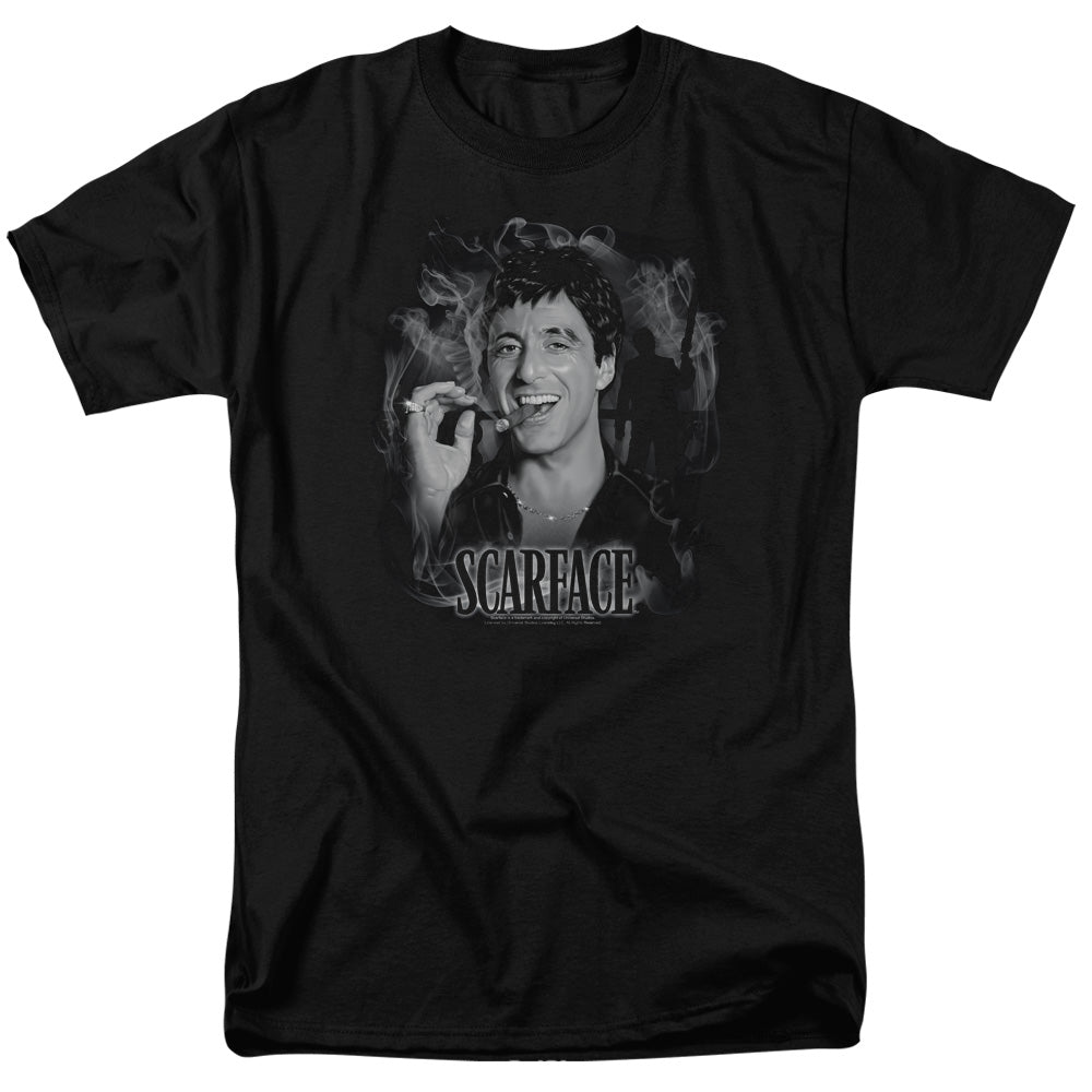 Scarface - Smokey Scar - Short Sleeve Adult 18/1 - Black T-shirt