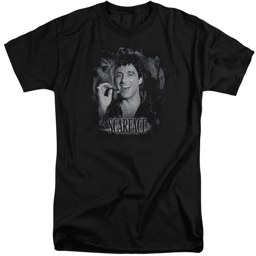 Scarface - Smokey Scar - Short Sleeve Adult Tall - Black T-shirt