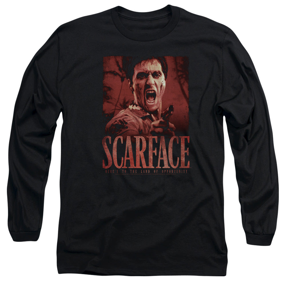Scarface - Opportunity - Long Sleeve Adult 18/1 - Black T-shirt