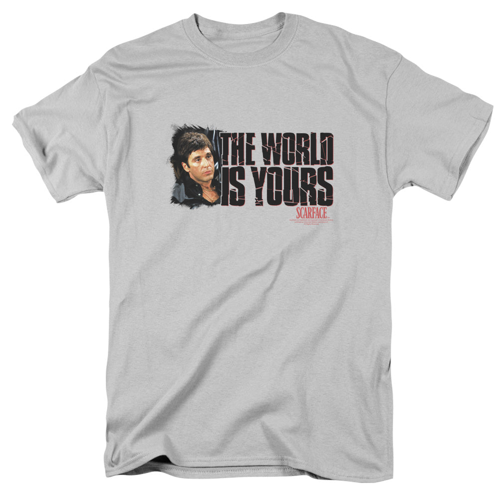 Scarface - The World Is Yours - Short Sleeve Adult 18/1 - Silver T-shirt