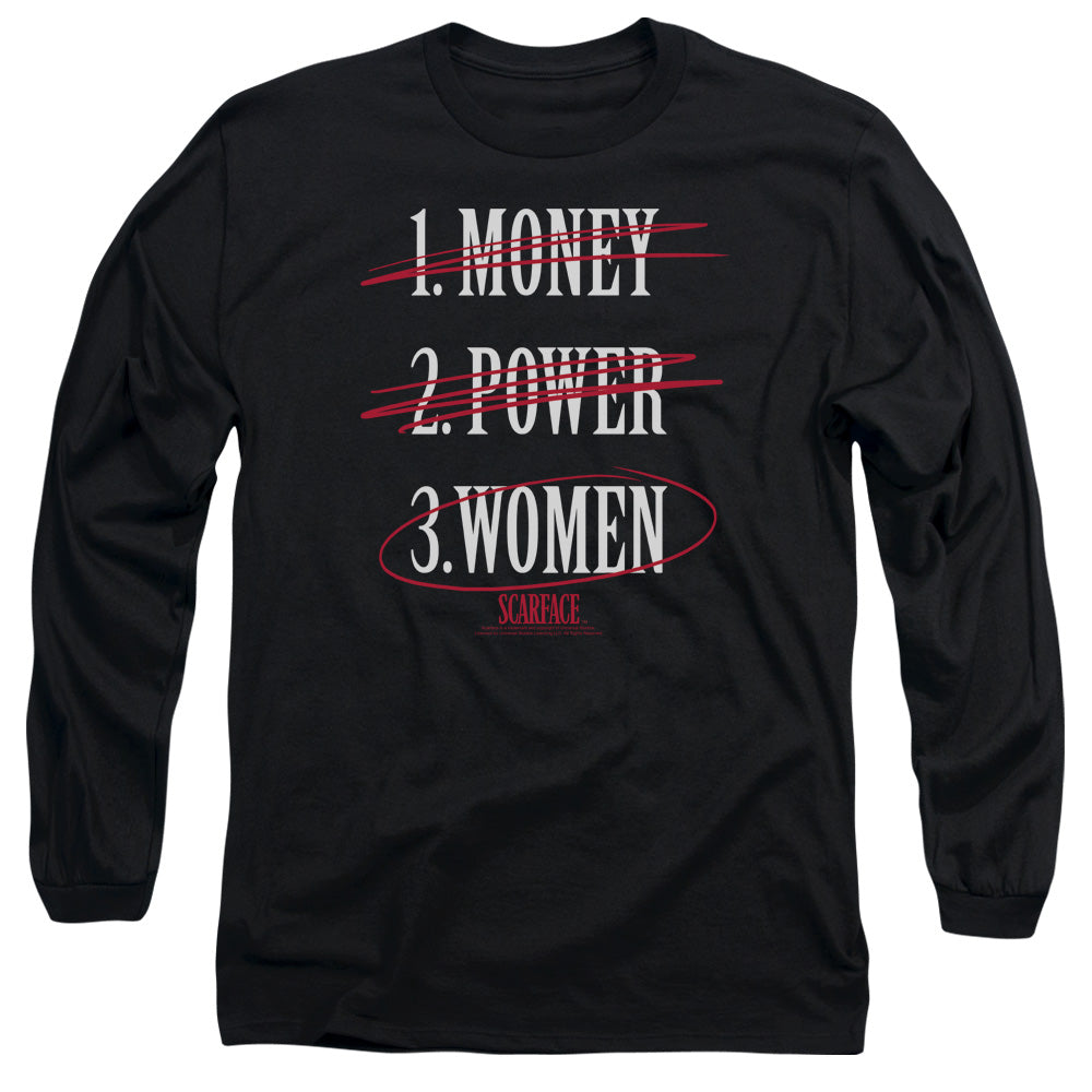 Scarface - Money Power Women - Long Sleeve Adult 18/1 - Black T-shirt