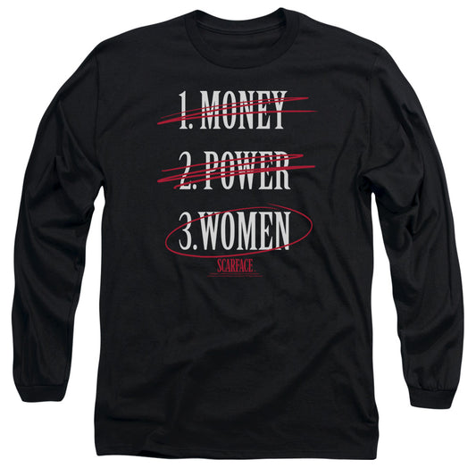 Scarface - Money Power Women - Long Sleeve Adult 18/1 - Black T-shirt
