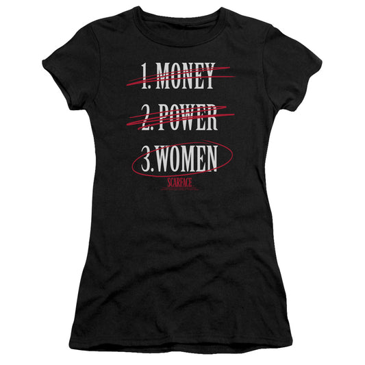 Scarface - Money Power Women - Short Sleeve Junior Sheer - Black T-shirt