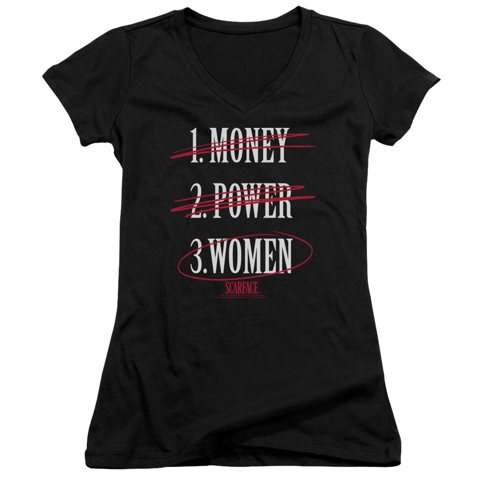 Scarface Money Power Women - Junior V-neck - Black
