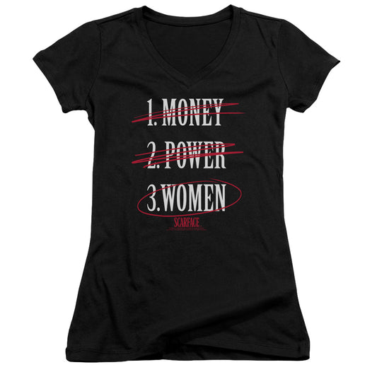 Scarface Money Power Women - Junior V-neck - Black