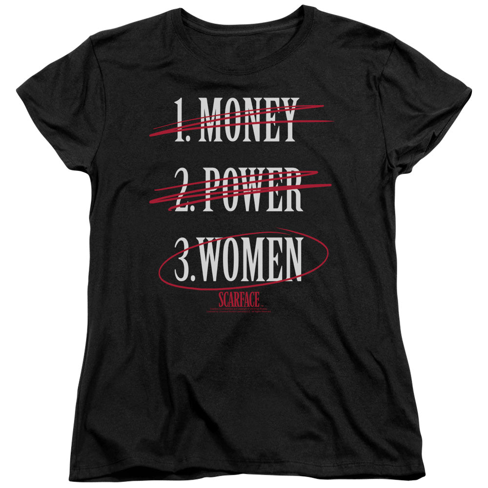 Scarface - Money Power Women - Short Sleeve Womens Tee - Black T-shirt