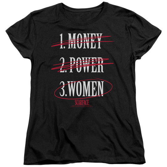 Scarface - Money Power Women - Short Sleeve Womens Tee - Black T-shirt