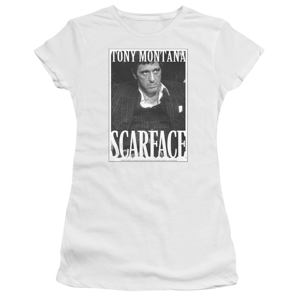 Scarface - Business Face - Short Sleeve Junior Sheer - White T-shirt