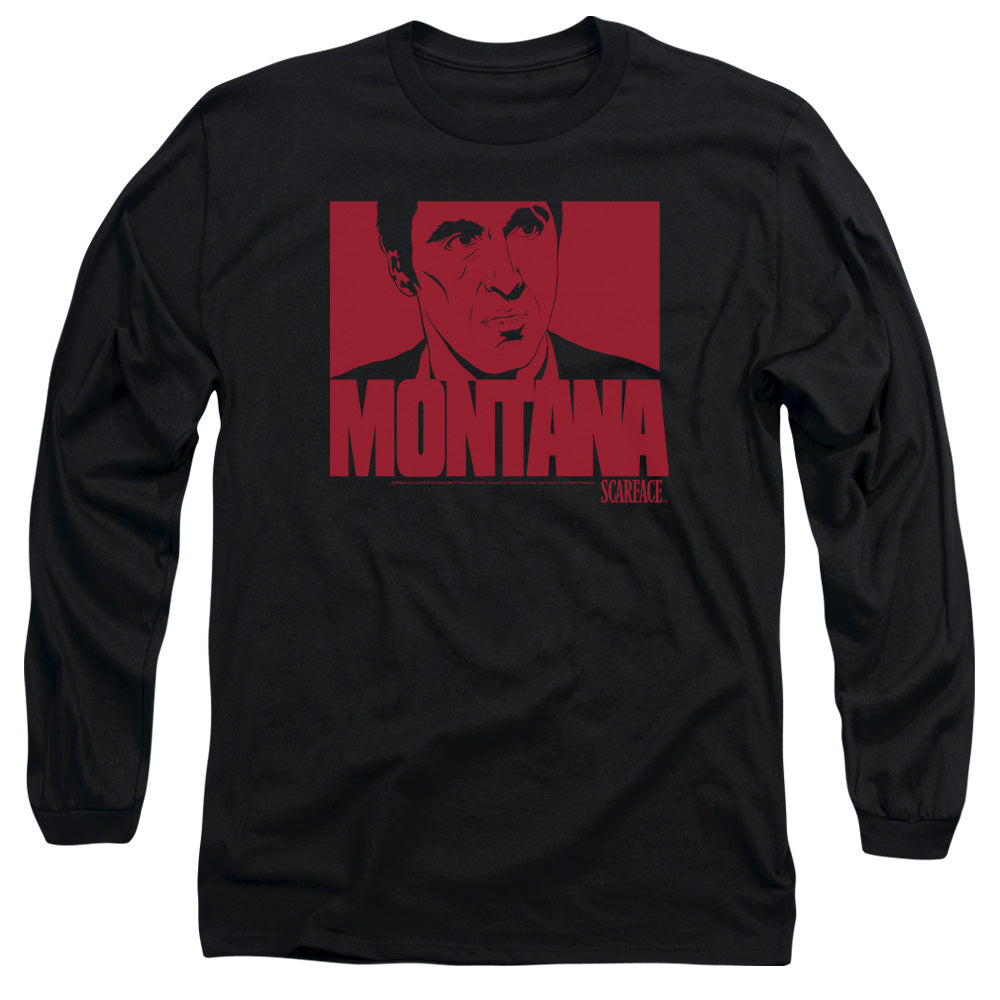 Scarface - Montana Face - Long Sleeve Adult 18/1 - Black T-shirt