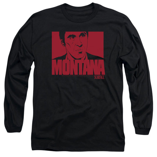 Scarface - Montana Face - Long Sleeve Adult 18/1 - Black T-shirt