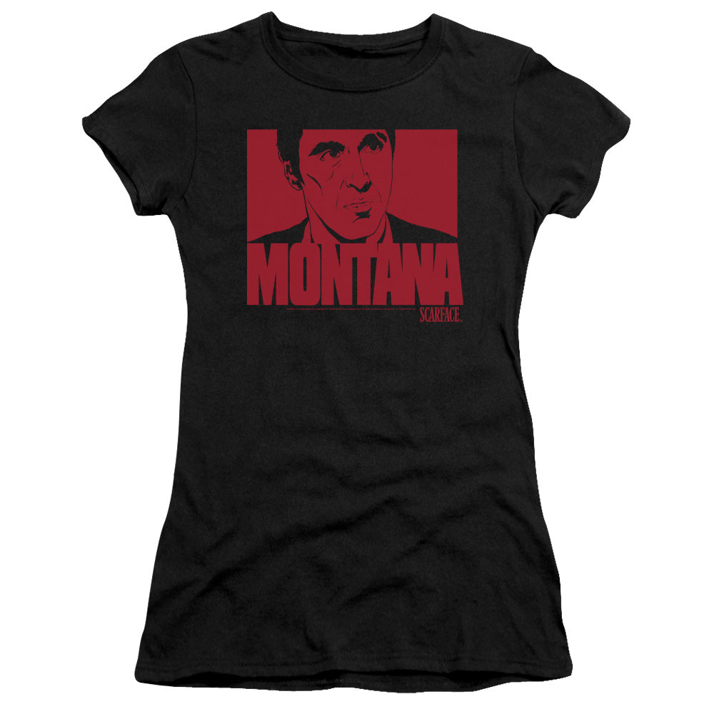 Scarface - Montana Face - Short Sleeve Junior Sheer - Black T-shirt
