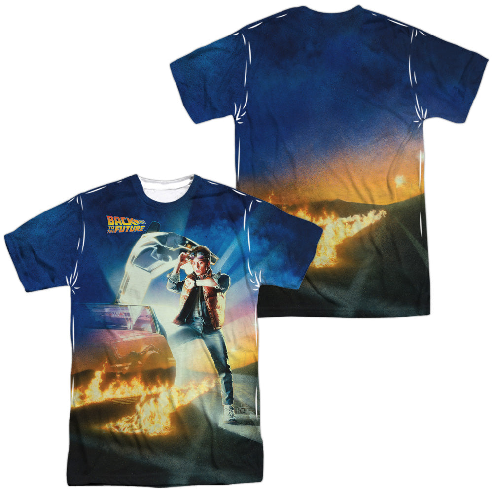 Back To The Future - Movie Poster - Short Sleeve Adult Poly Crew - White T-shirt