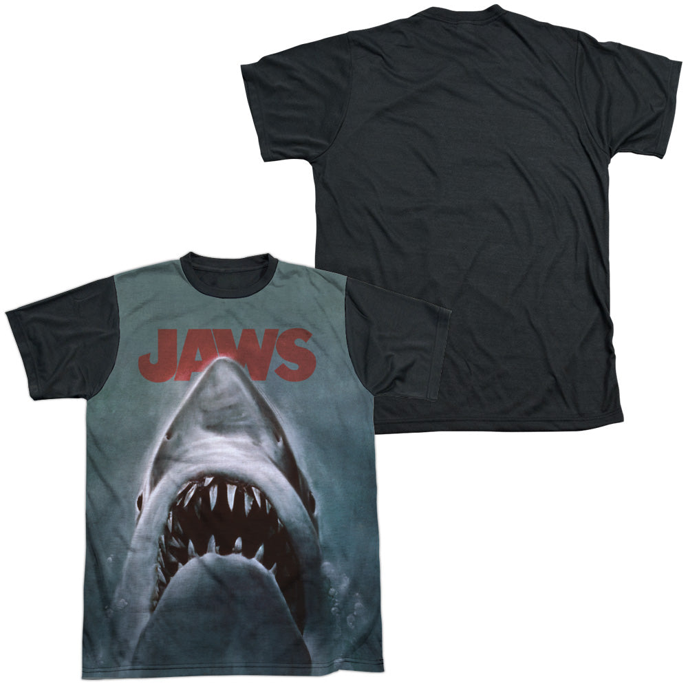 Jaws - Poster - Short Sleeve Adult White Front Black Back   - White T-shirt