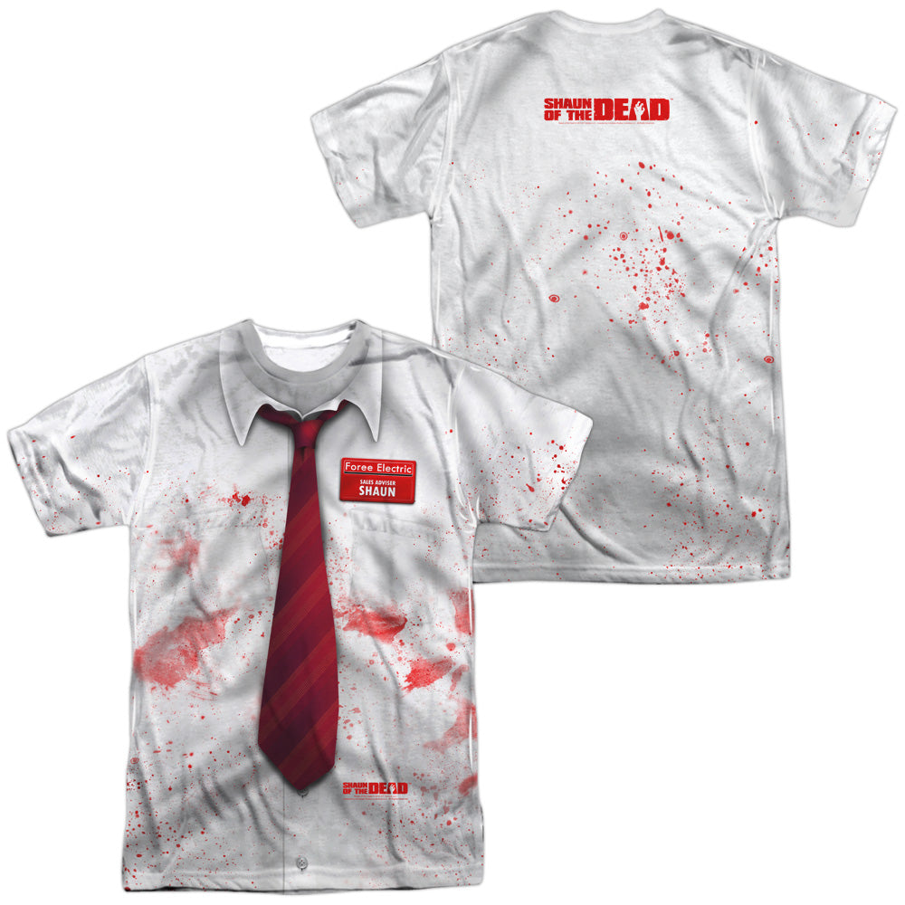 Shaun Of The Dead - Bloody Shirt (Front/back Print) -  Short Sleeve Adult 100% Poly Crew - White T-shirt