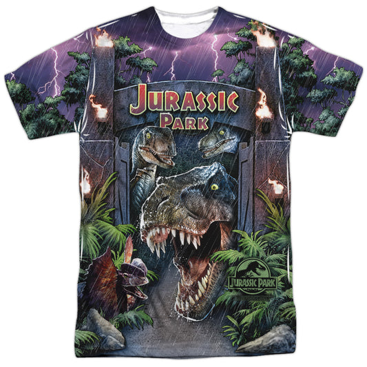 Jurassic Park - Welcome To The Park - Short Sleeve Adult Poly Crew - White T-shirt