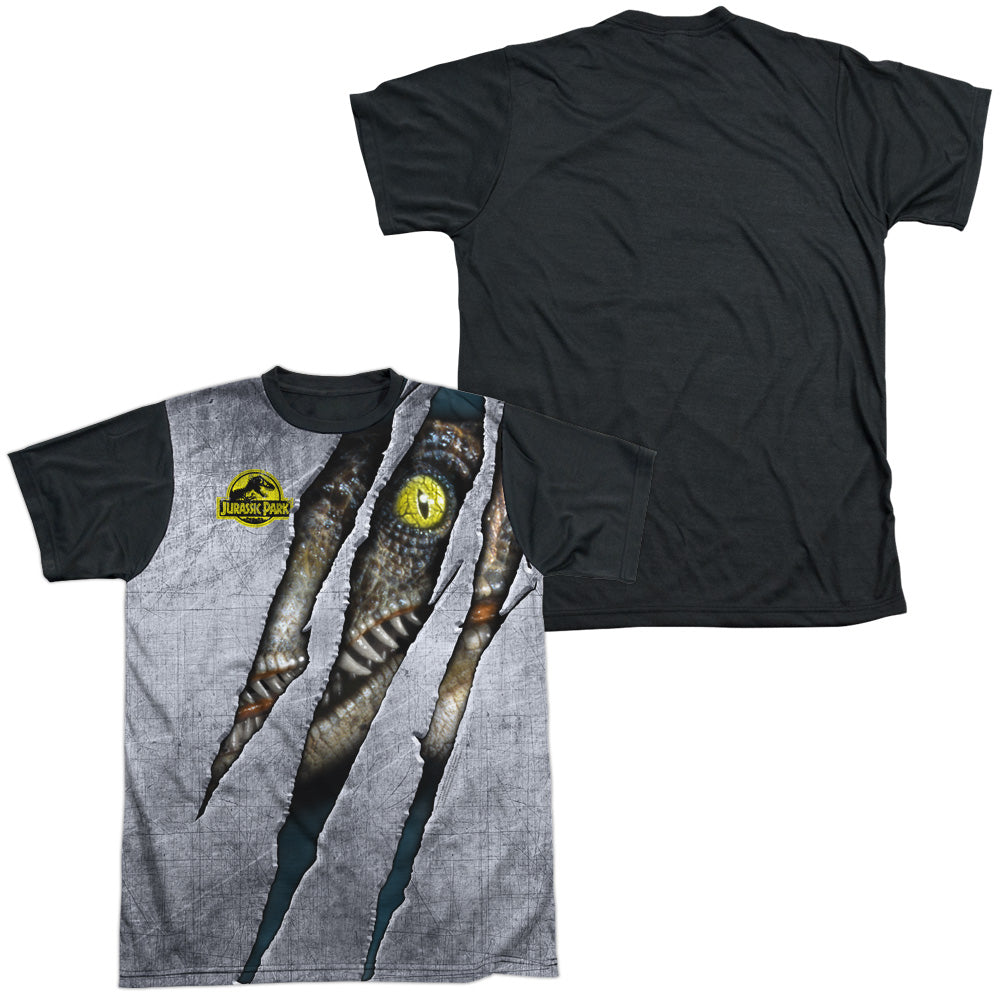 Jurassic Park - Live Raptor - Short Sleeve Adult White Front Black Back   - White T-shirt