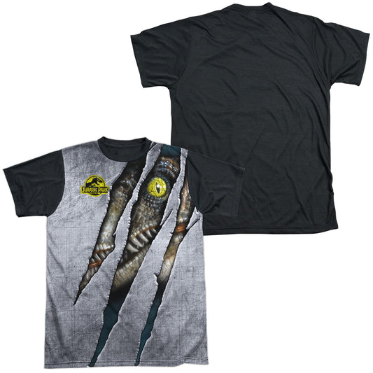 Jurassic Park - Live Raptor - Short Sleeve Adult White Front Black Back   - White T-shirt