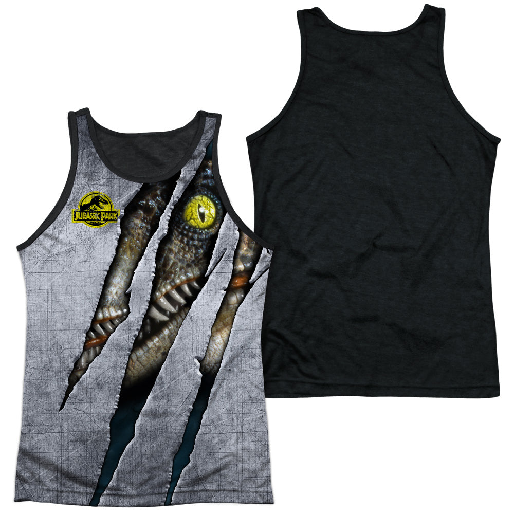 Jurassic Park - Live Raptro - Adult Poly Tank Top Black Back - White