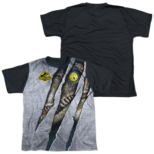 Jurassic Park - Live Raptro - Short Sleeve Youth White Front Black Back   - White T-shirt