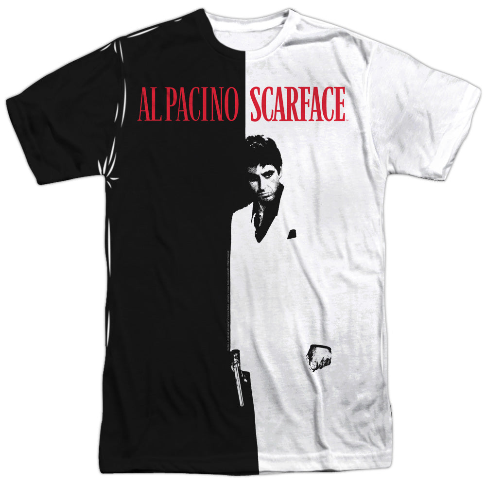 Scarface - Big Poster -  Short Sleeve Adult 100% Poly Crew - White T-shirt