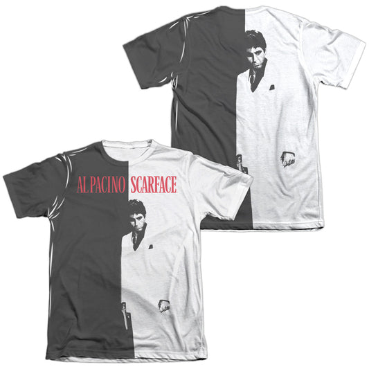 SCARFACE BIG POSTER (FRONT/BACK PRINT) - ADULT 65/35 POLY/COTTON S/S TEE - WHITE T-Shirt