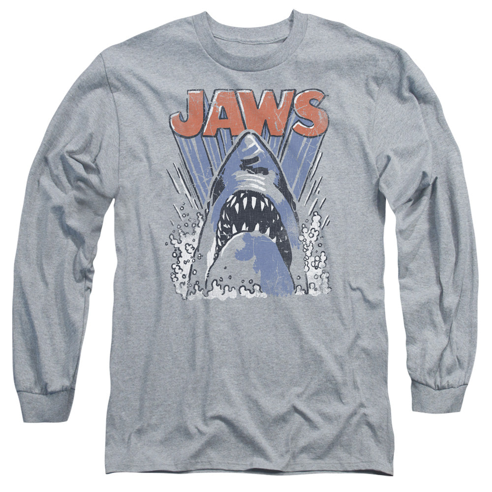 Jaws - Comic Splash - Long Sleeve Adult 18/1 - Athletic Heather T-shirt
