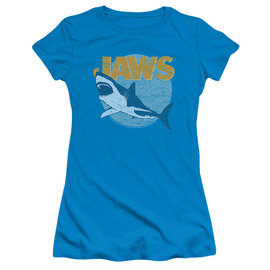 Jaws - Day Glow - Short Sleeve Junior Sheer - Turquoise T-shirt