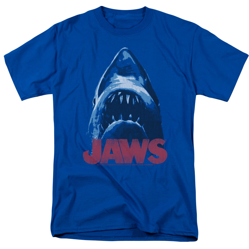 Jaws - From Below - Short Sleeve Adult 18/1 - Royal Blue T-shirt