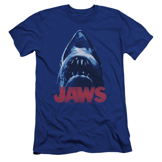 Jaws - From Below-premuim Canvas Adult Slim Fit 30/1 - Royal Blue