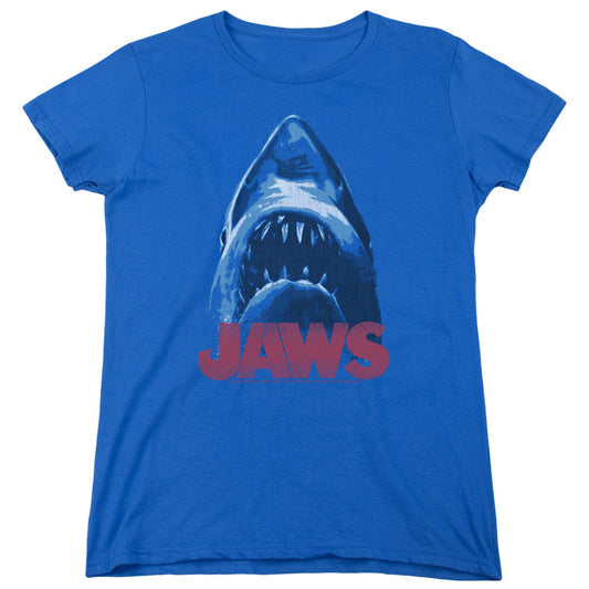 Jaws - From Below - Short Sleeve Womens Tee - Royal Blue T-shirt